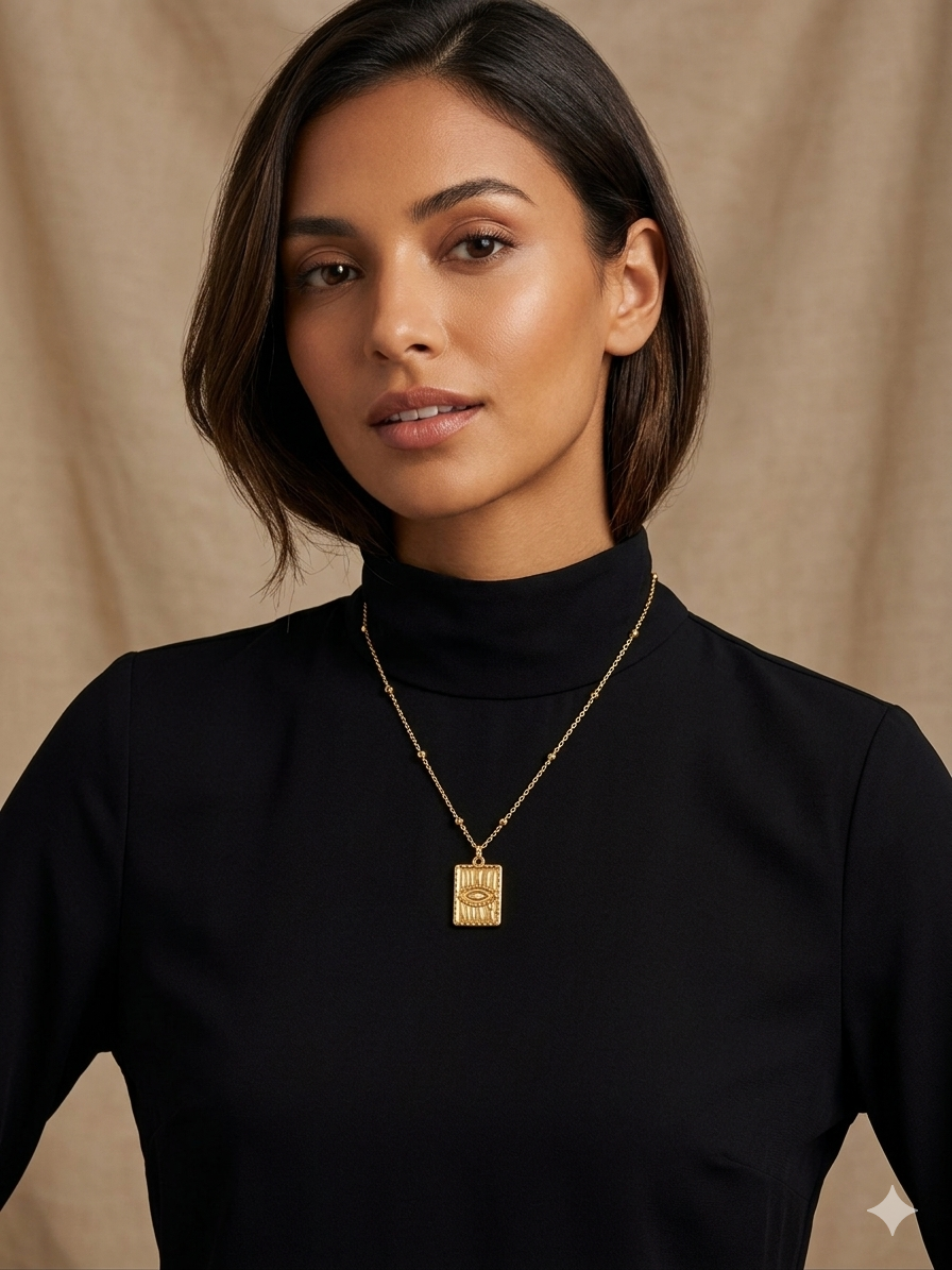 Minimal Gold Evil Eye Pendant Necklace for Women | Waterproof Anti-Tarnish Jewellery