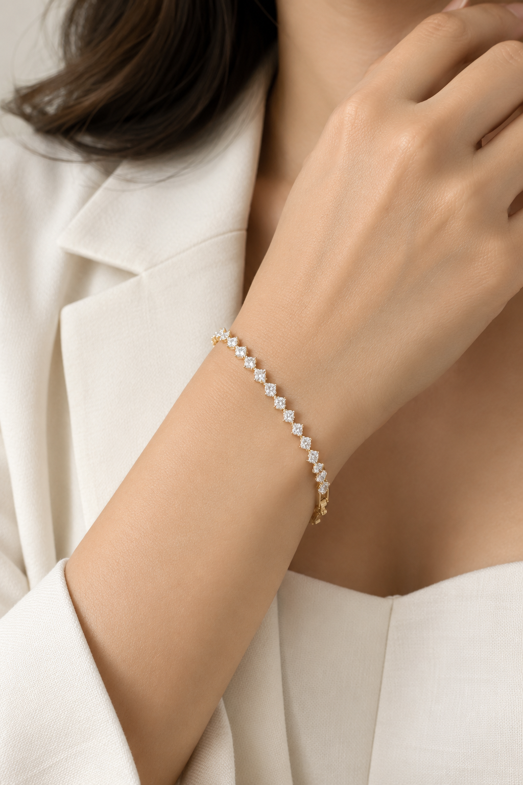 18K Gold Plated Cubic Zirconia Tennis Bracelet for Women