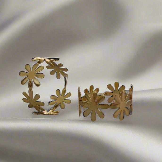 Golden Flower Hoops