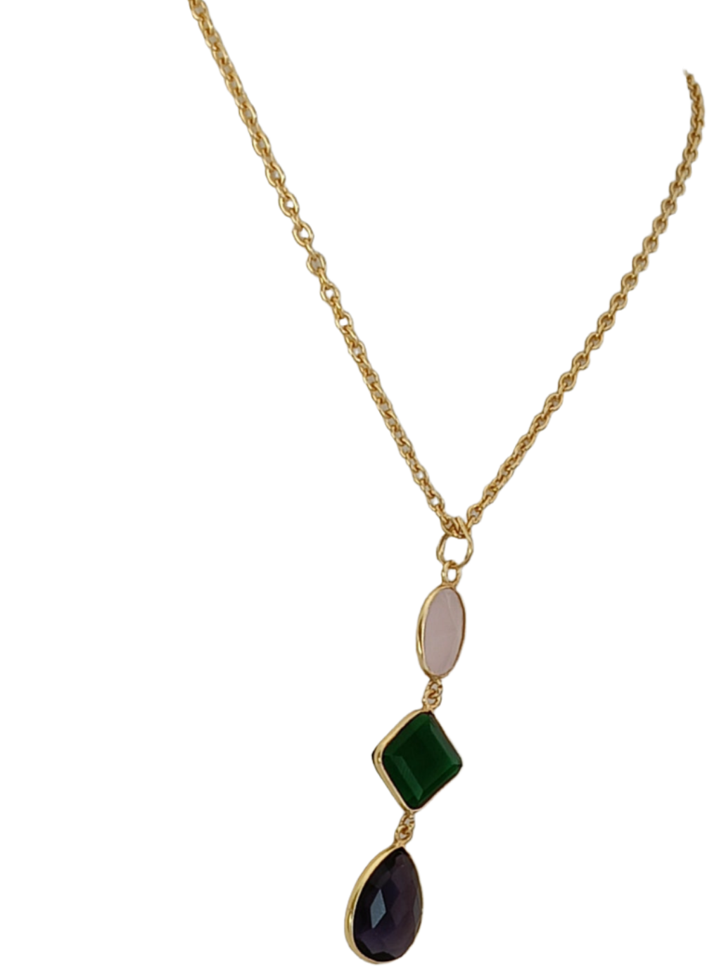 Pink-Green-Blue Pendent Necklace