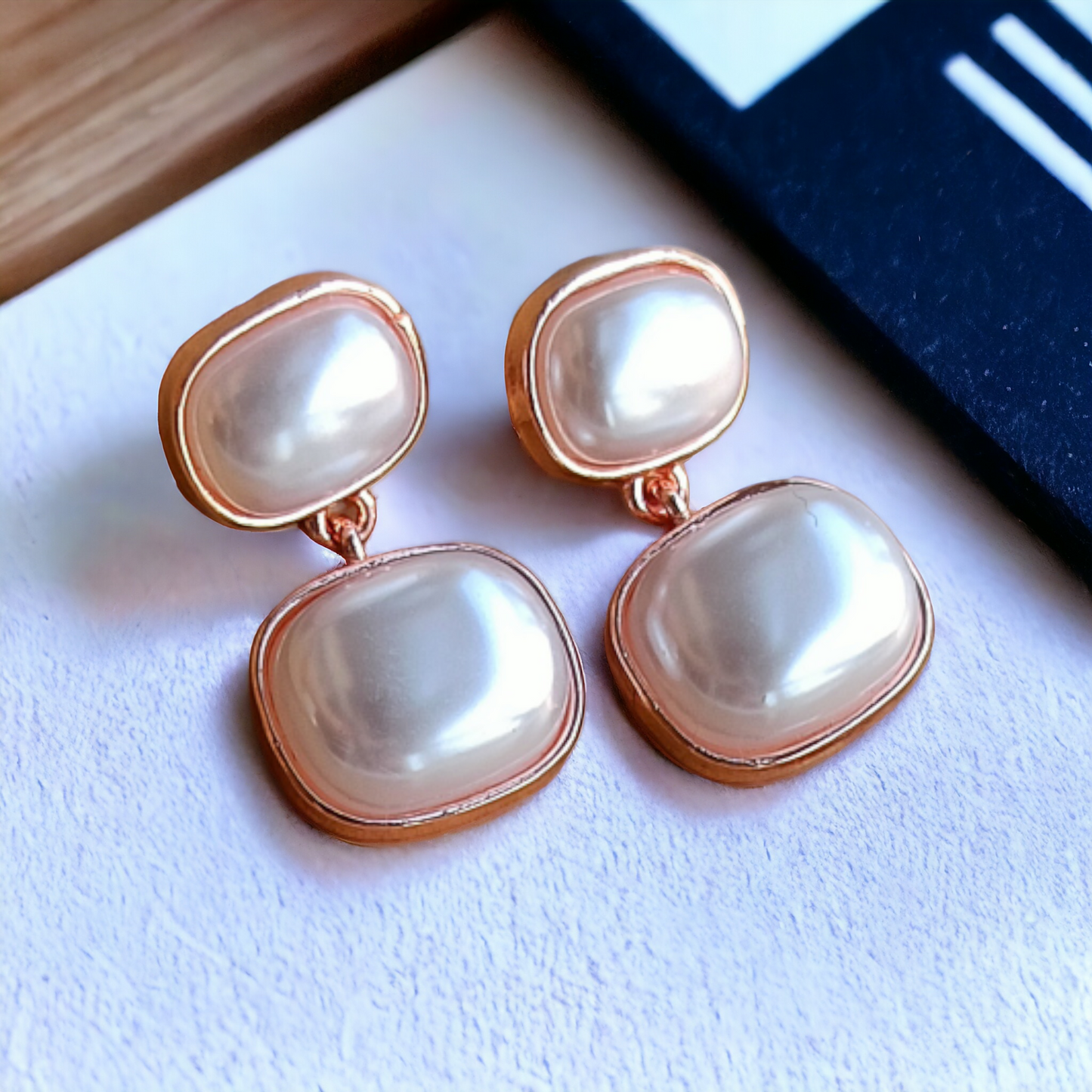 Rose Gold Pearl Earrings