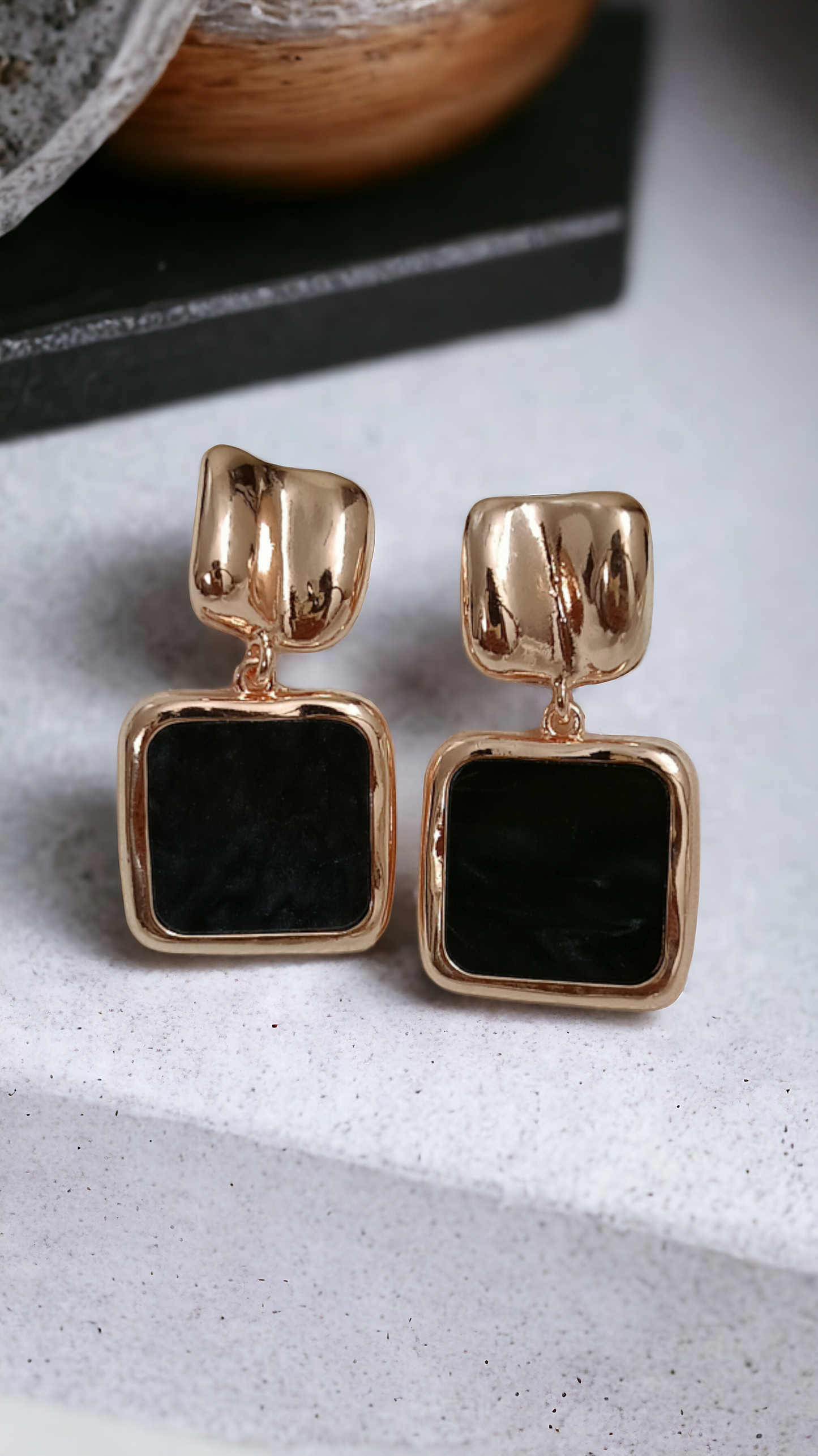 Black Mop Square Earring