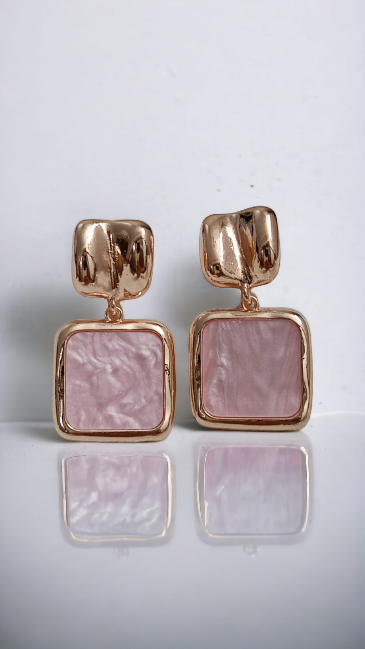 Pink Square Earring