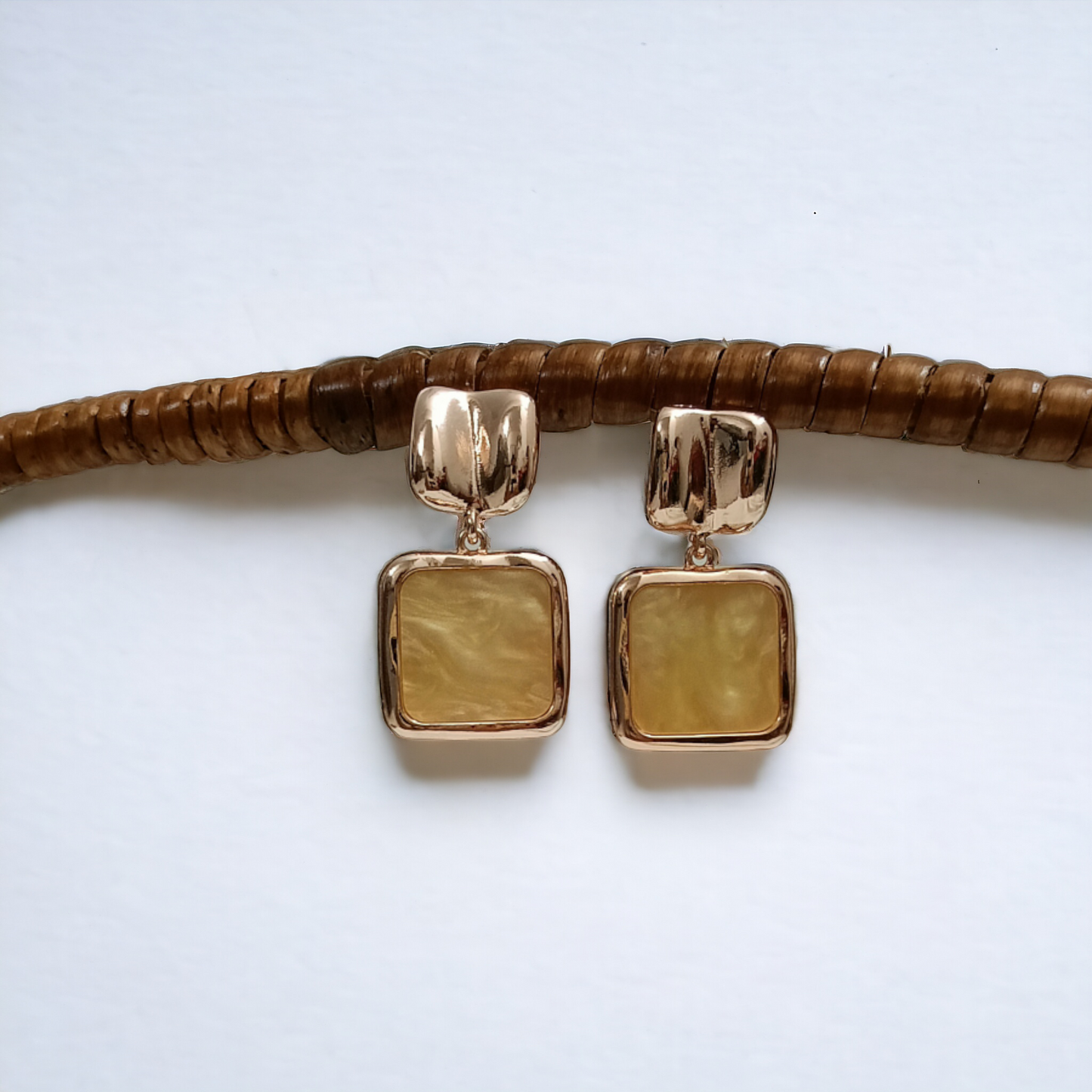 Yellow Square Danglers