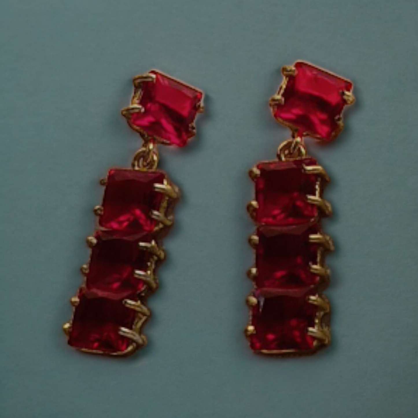 Glossy Red Dangler Earring