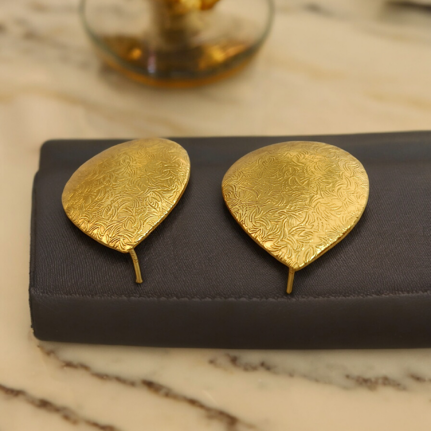 Golden Brass Almond Stud