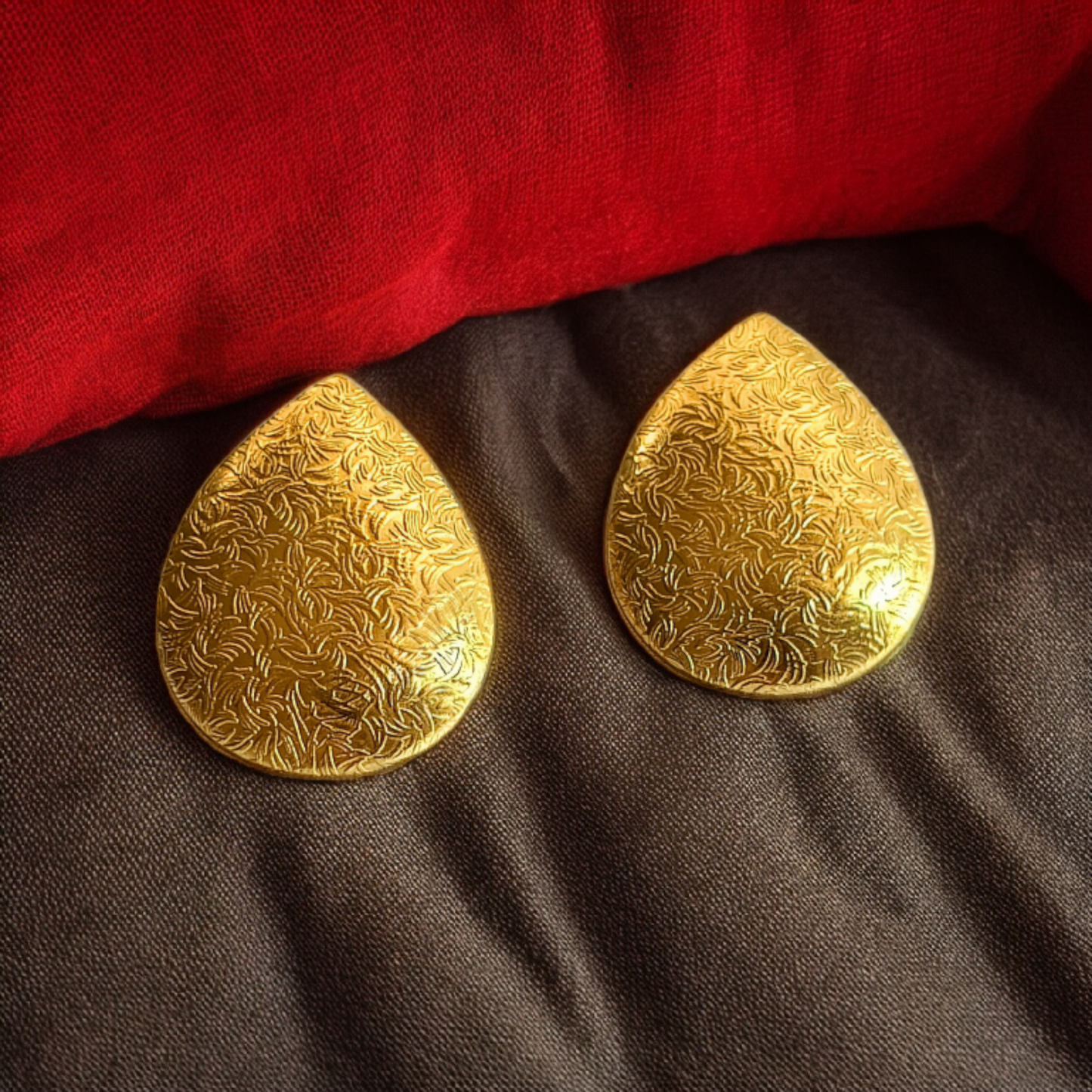 Golden Brass Almond Stud