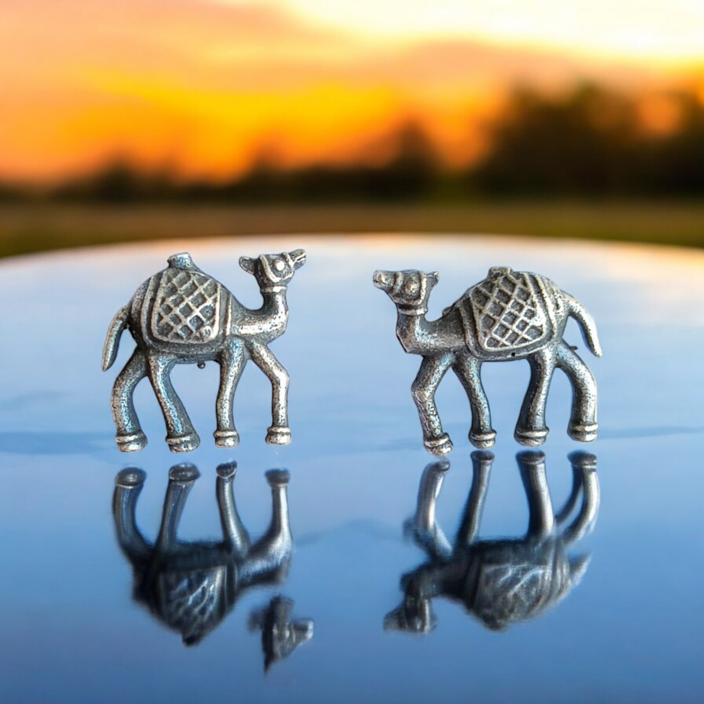 Antique Silver Camel Earrings
