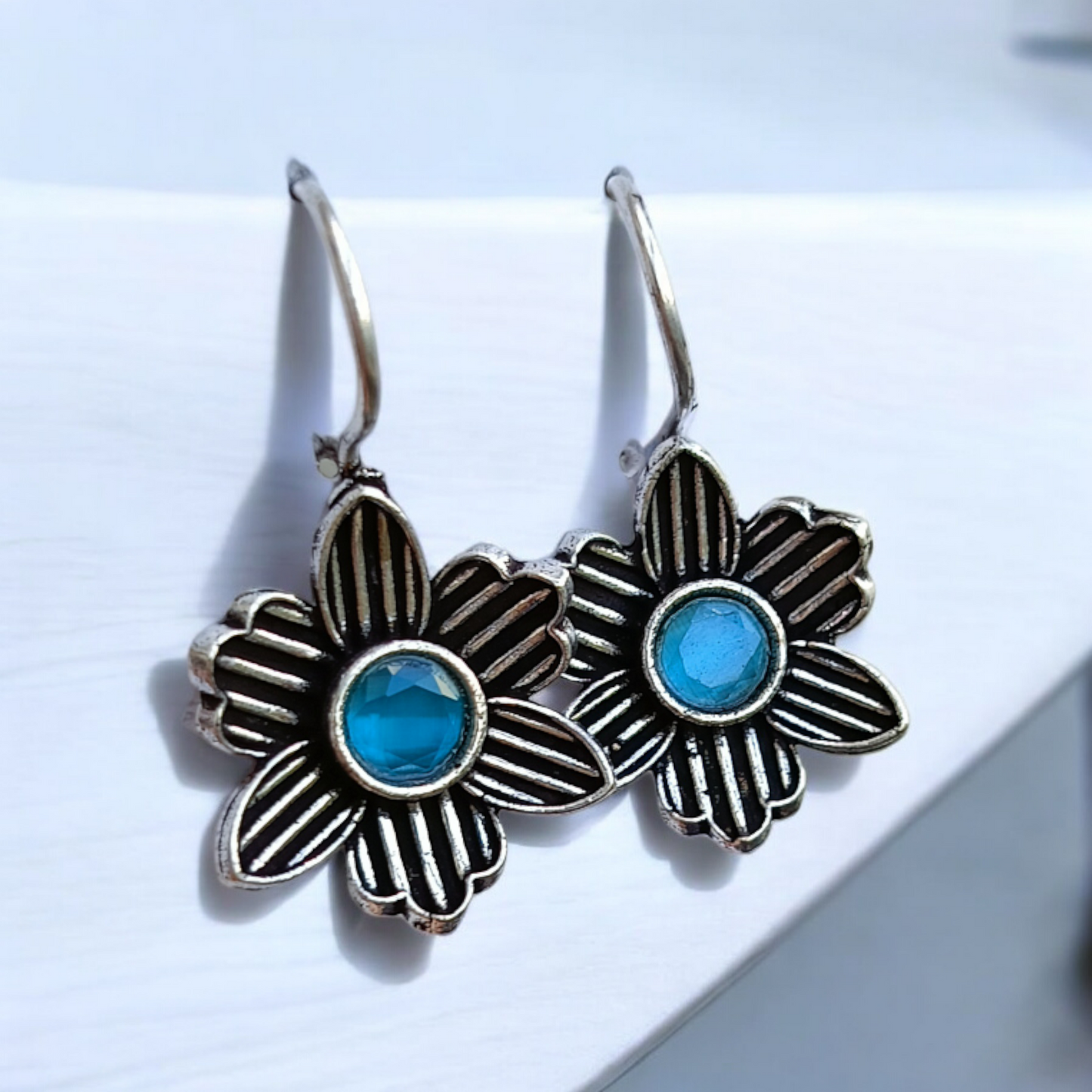 Sky Blue Flower Earrings