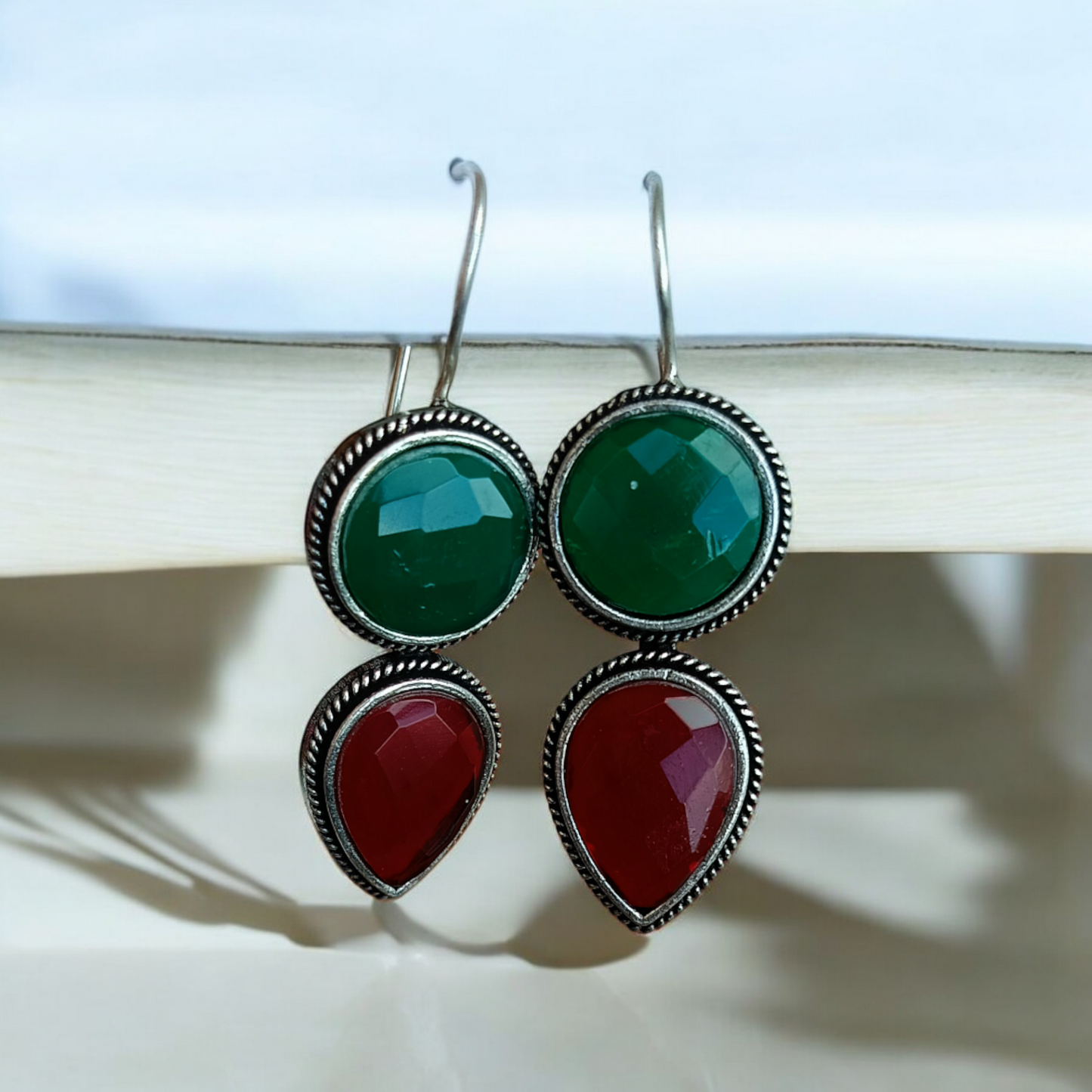 Red-Green Dangler Earring