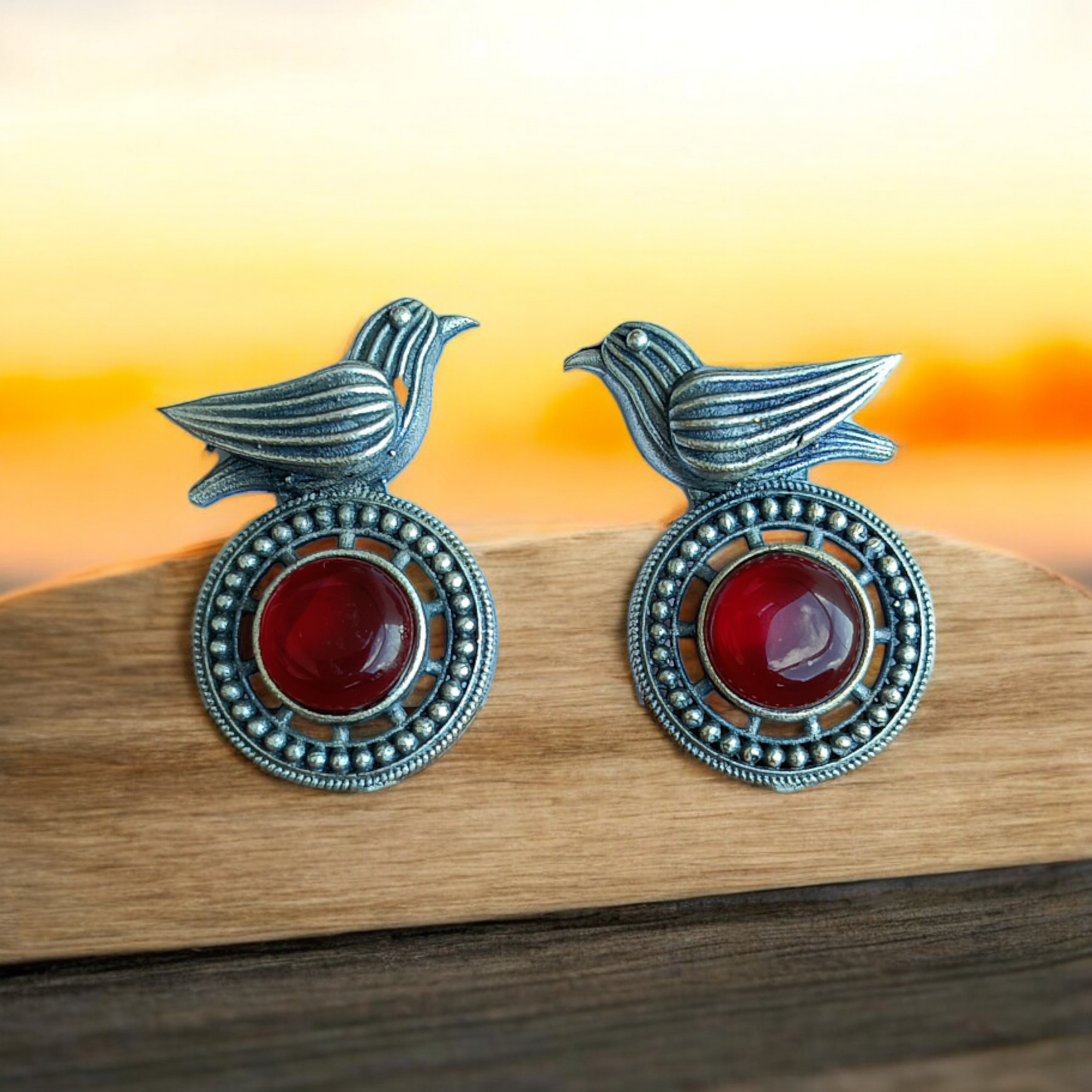 Oxidised Sparrow Earring