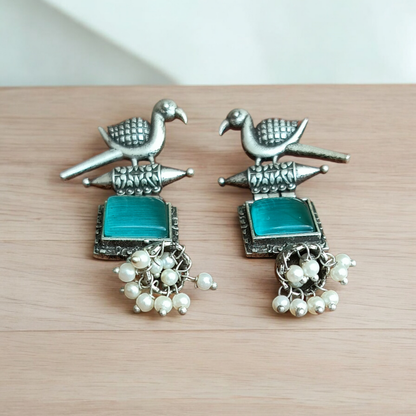 Sky-Blue Bird Jhumki Earring