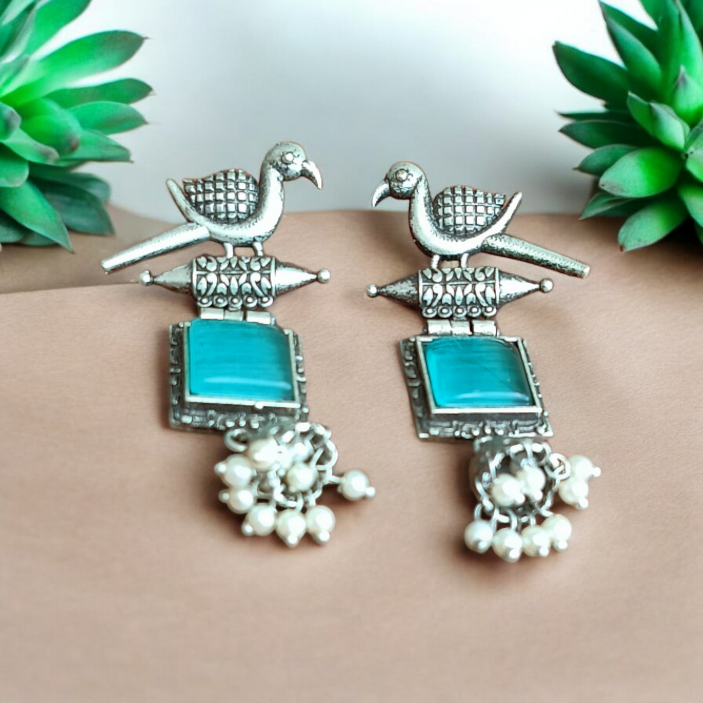 Sky-Blue Bird Jhumki Earring