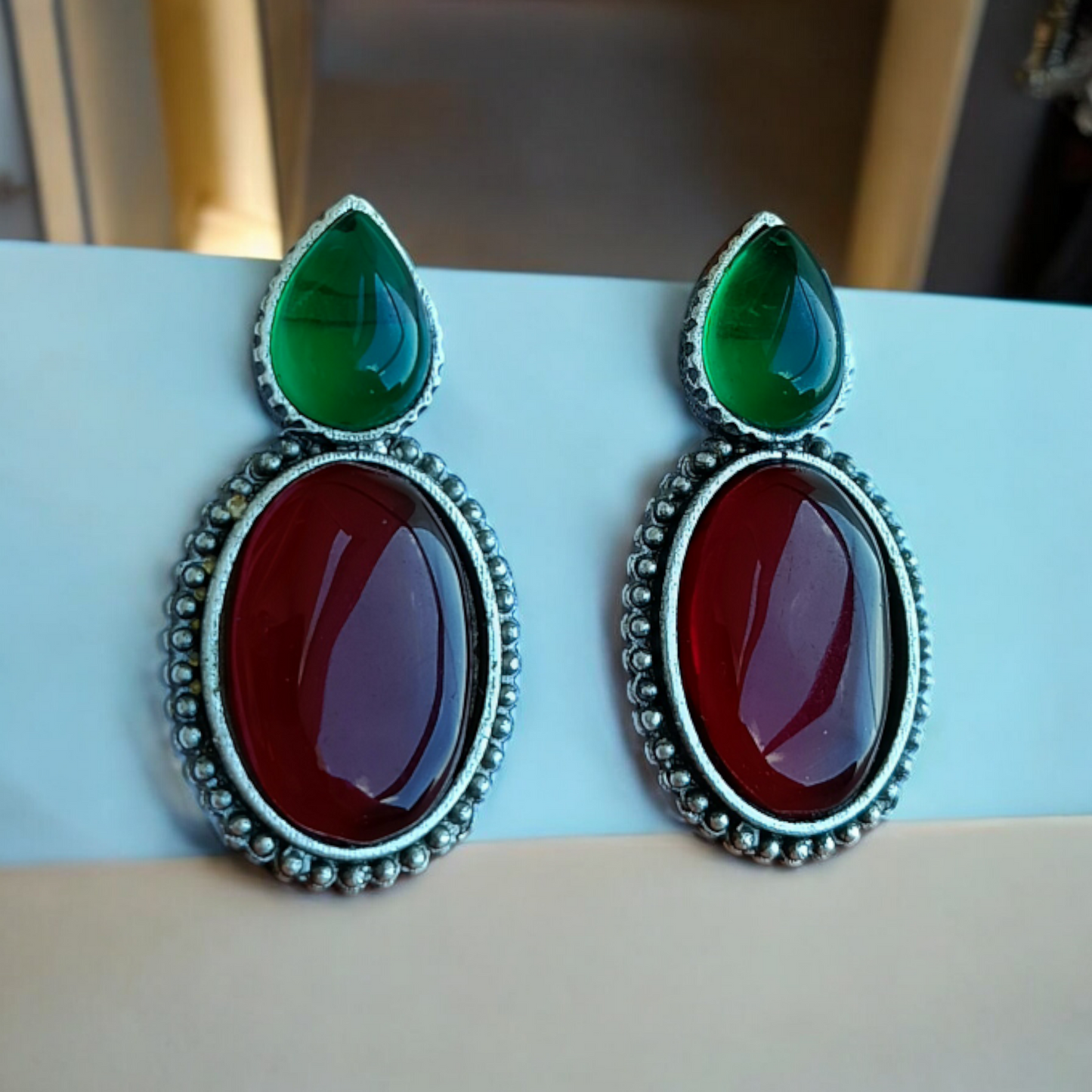 Ruby Green Monalisa Earring