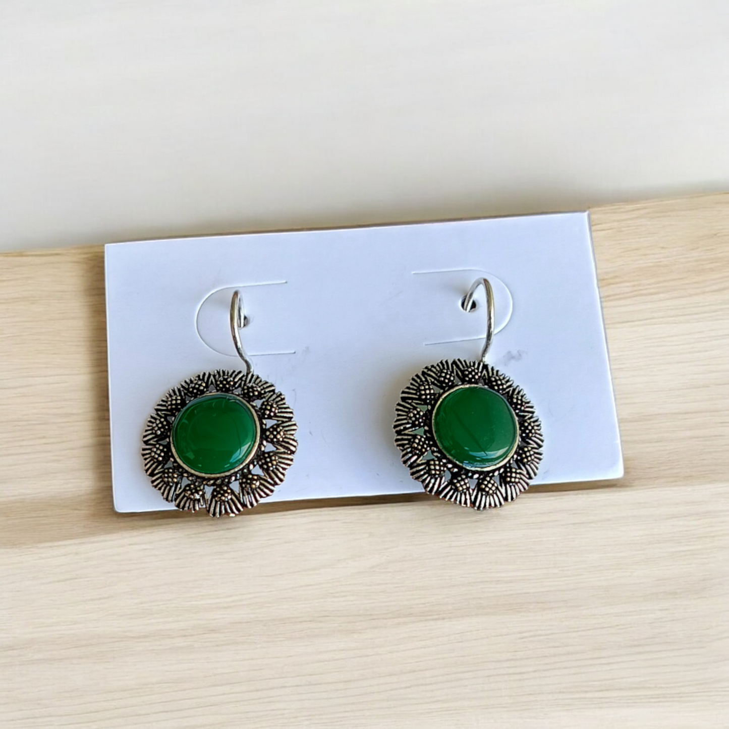 Green Oxidised Drop Earring