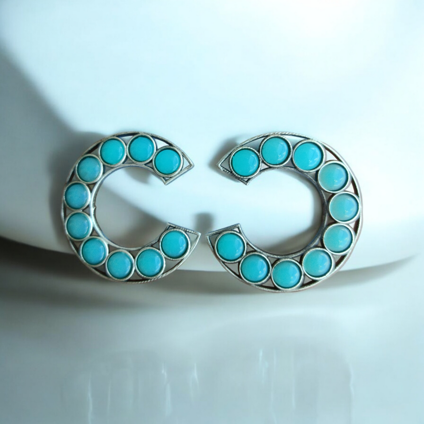 Sky Blue Semicircle Earring