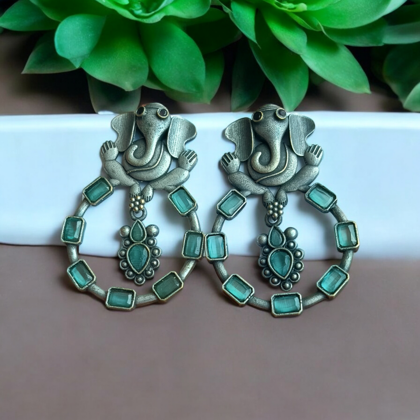 Silver-Replica Ganesh Earring