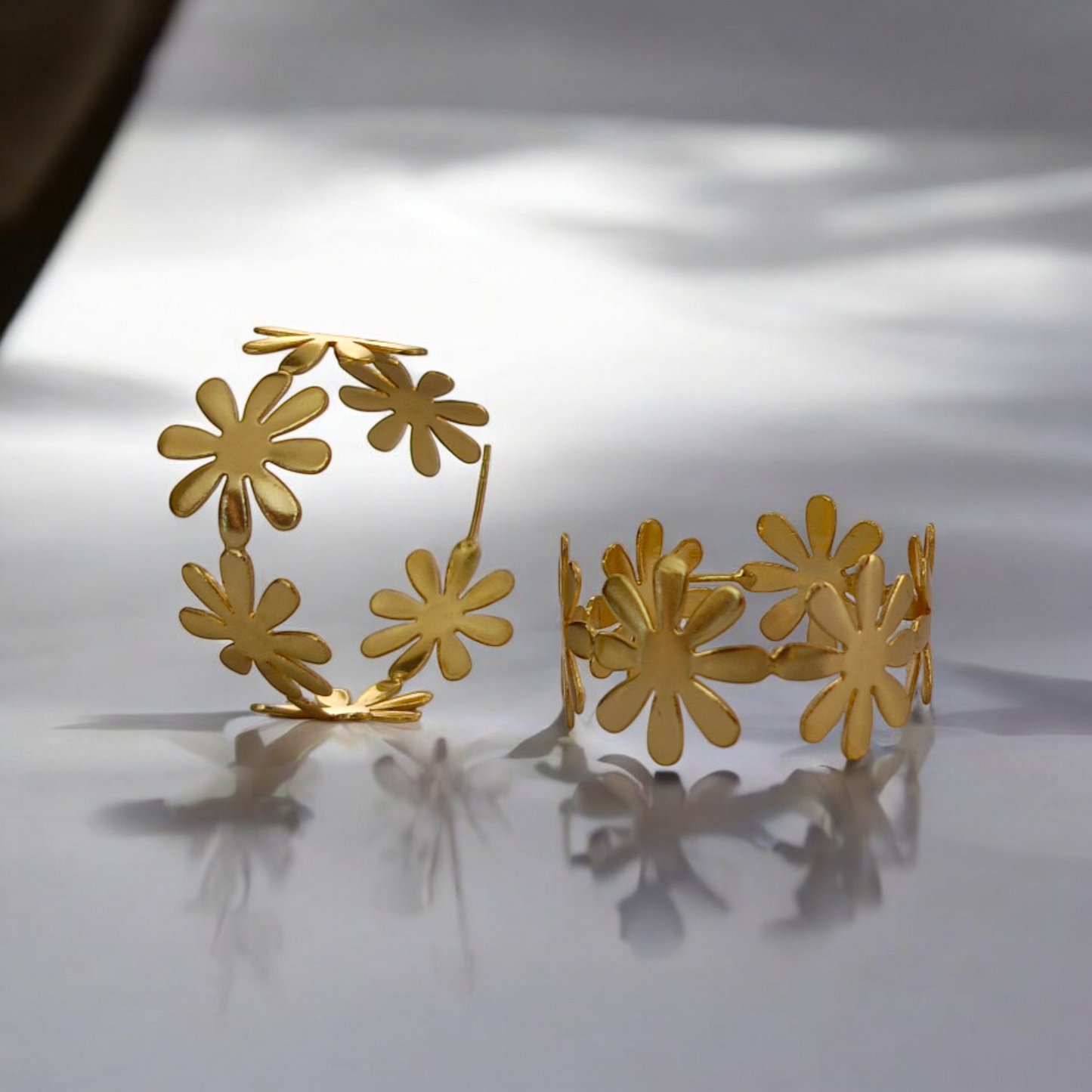 Golden Flower Hoops