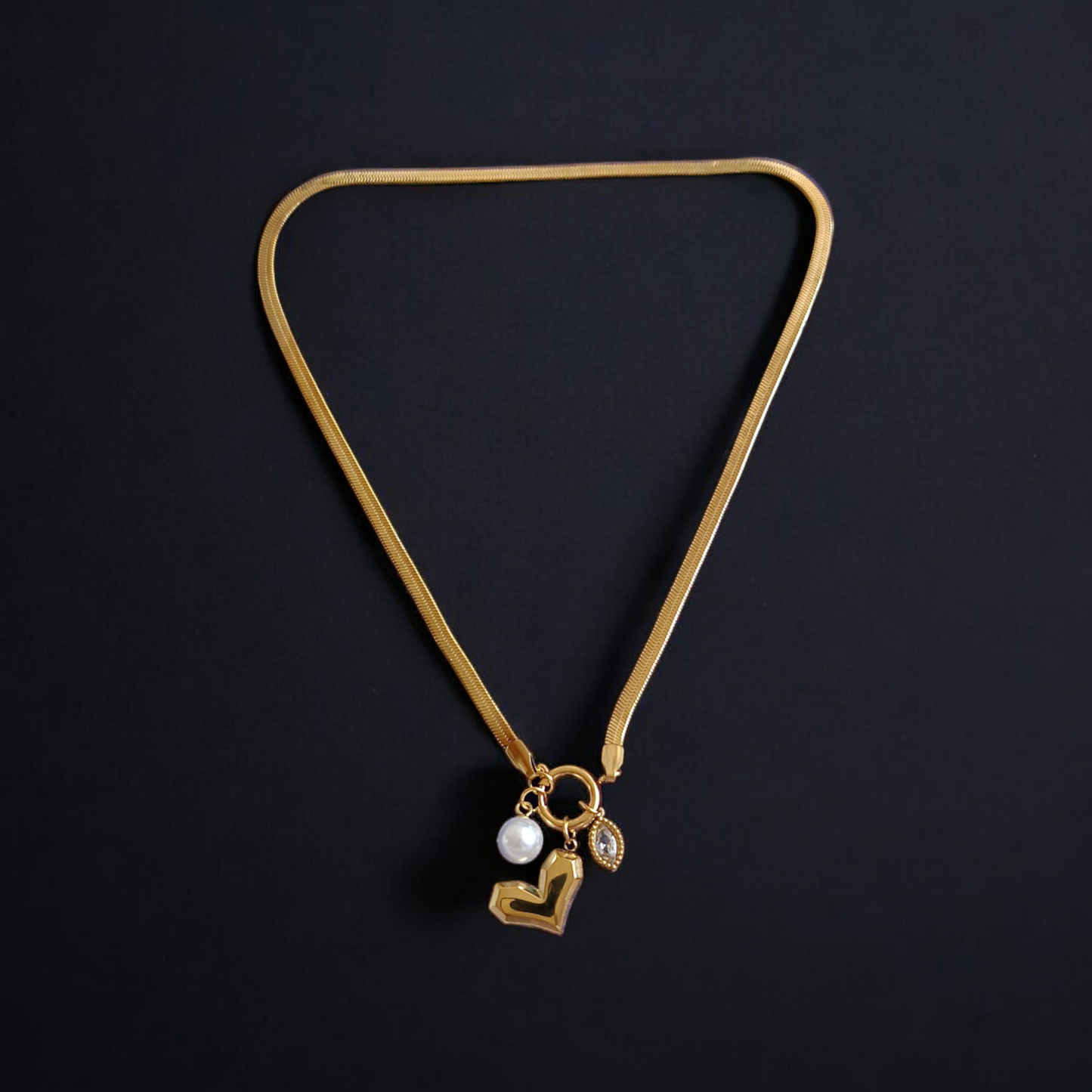 Gold Sweetheart with Pearl Necklace