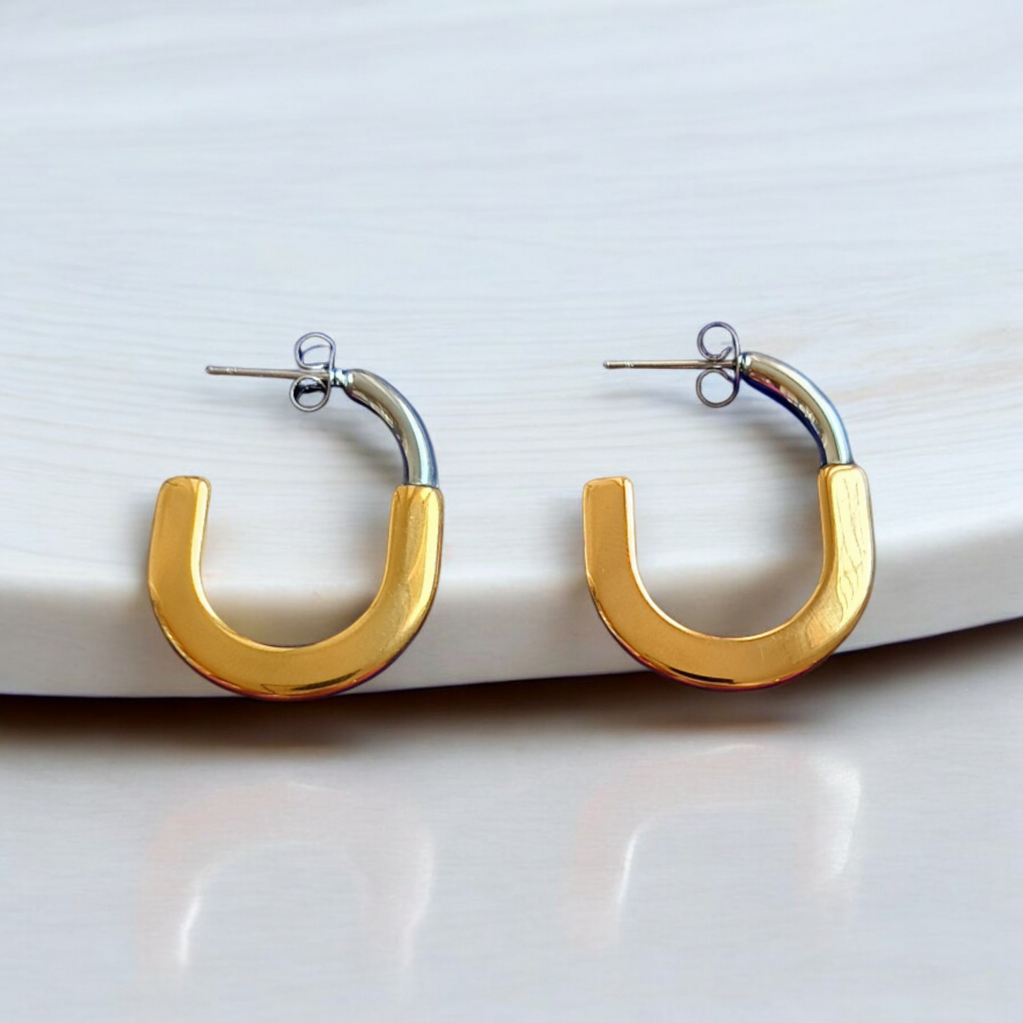 Classic Oval Hoop Silver & Gold Earrings