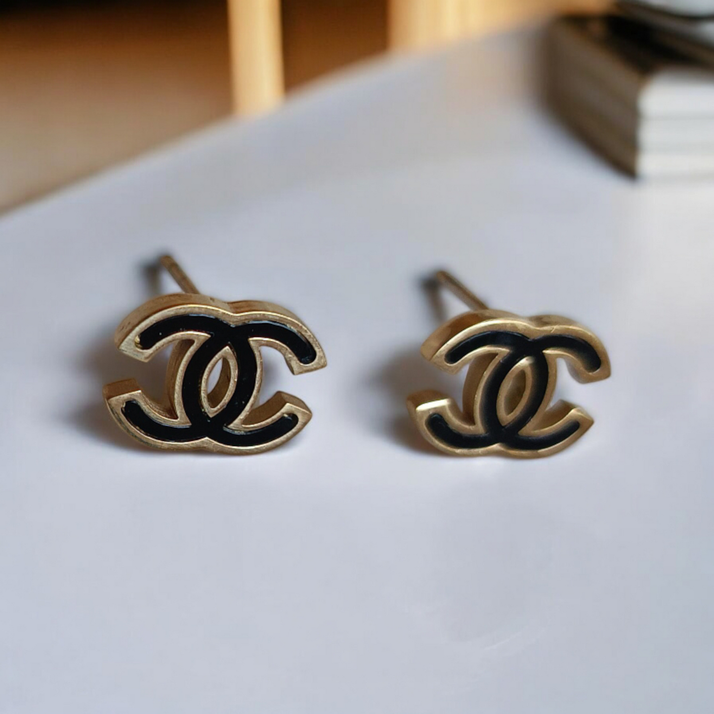 Black Cc stud Earrings