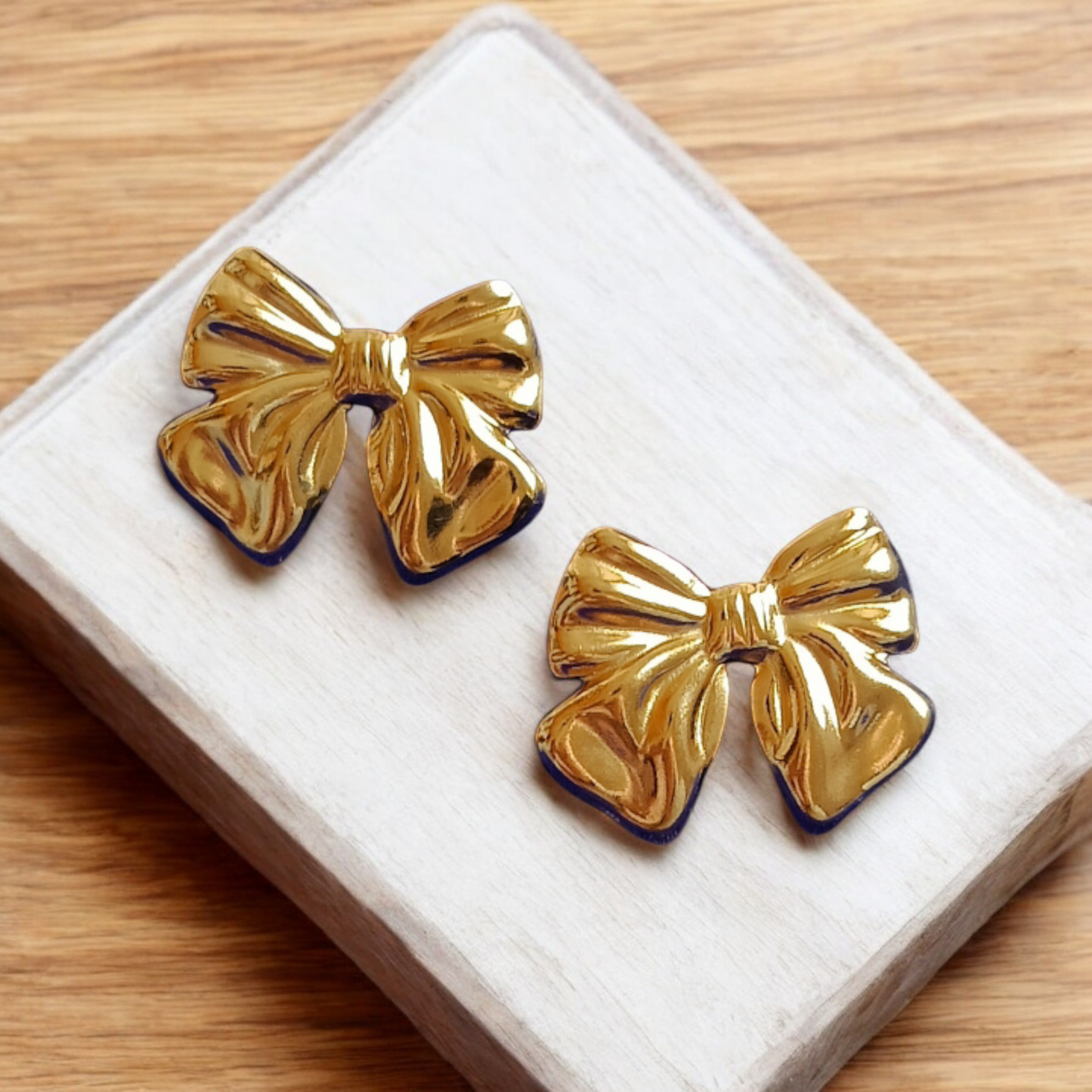 Chic Golden Ribbon Stud Earrings