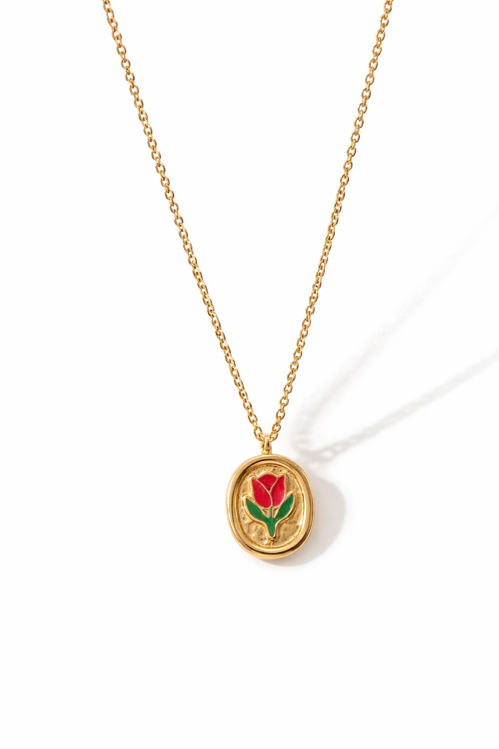 Gold Plated Rose Pendant Necklace