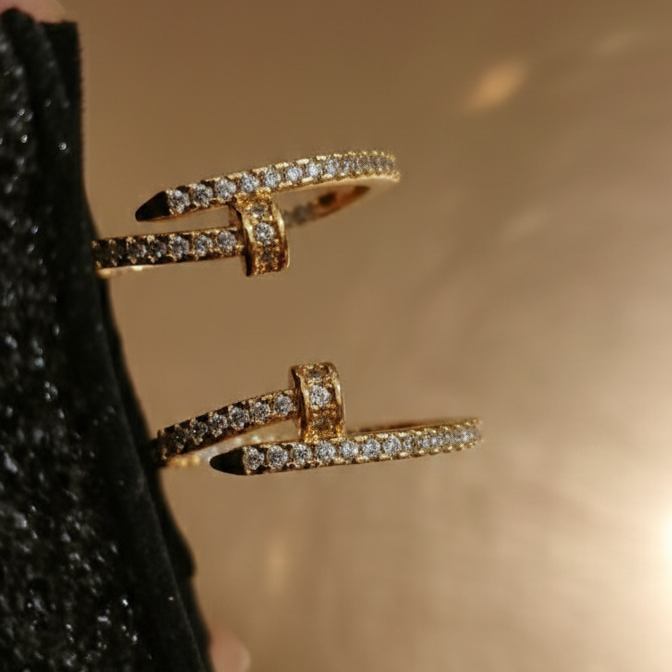 Dimond Nail Hoops Earrings