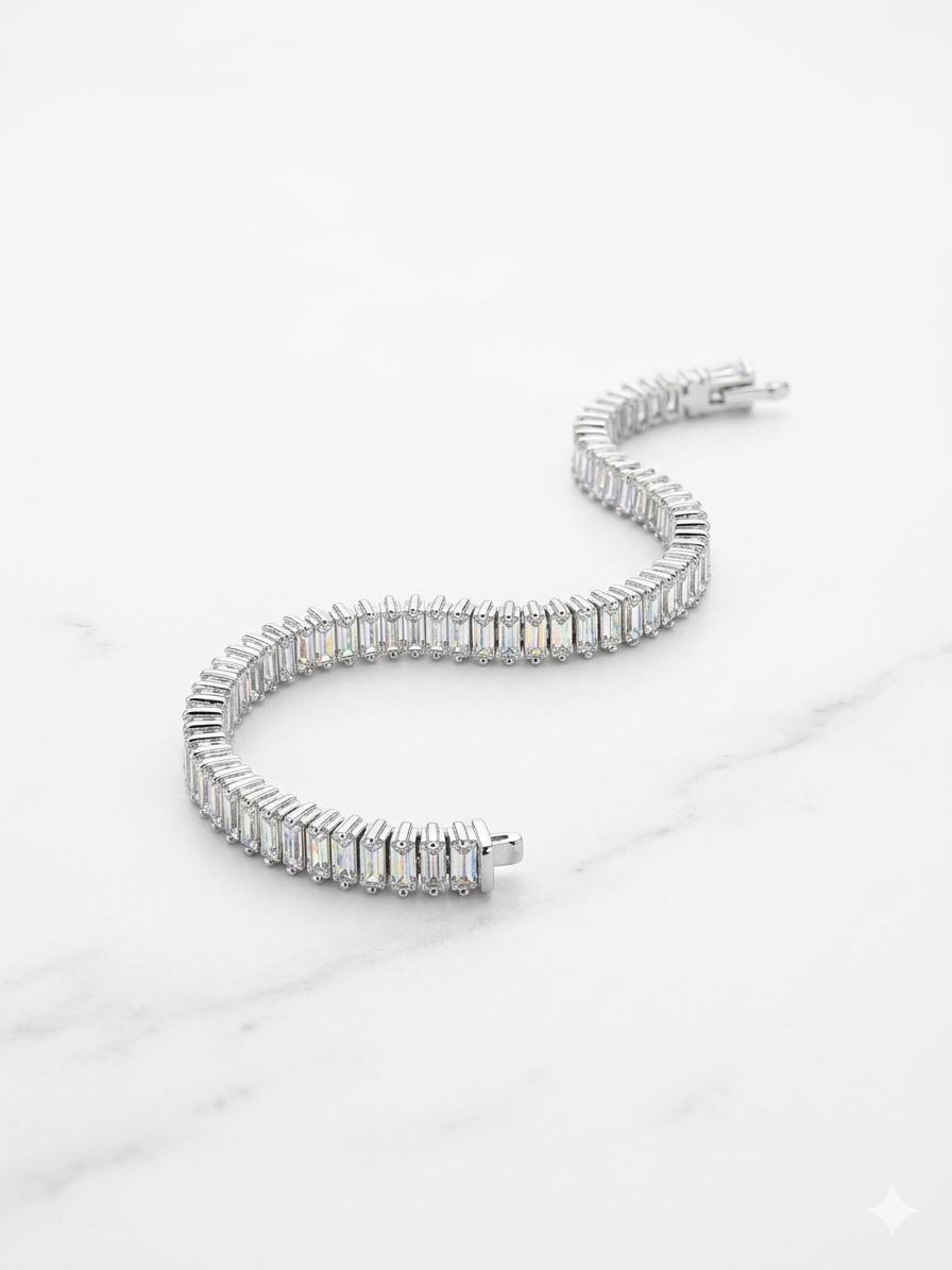 Dimond Glow Tennis Bracelet- silver plated