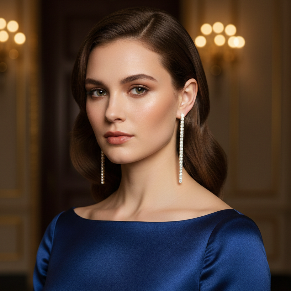Sparkling Tennis Linear Drop Earrings