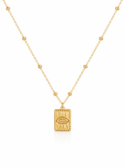 Minimal Gold Evil Eye Pendant Necklace for Women | Waterproof Anti-Tarnish Jewellery