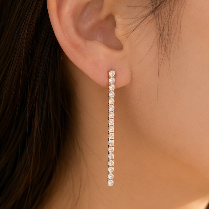 Sparkling Tennis Linear Drop Earrings