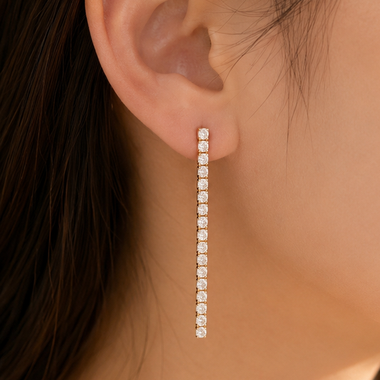 Sparkling Tennis Linear Drop Earrings
