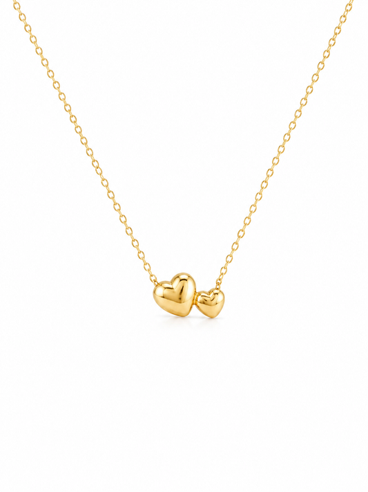 Minimal Double Heart Gold Necklace for Women | Waterproof Anti-Tarnish Jewellery