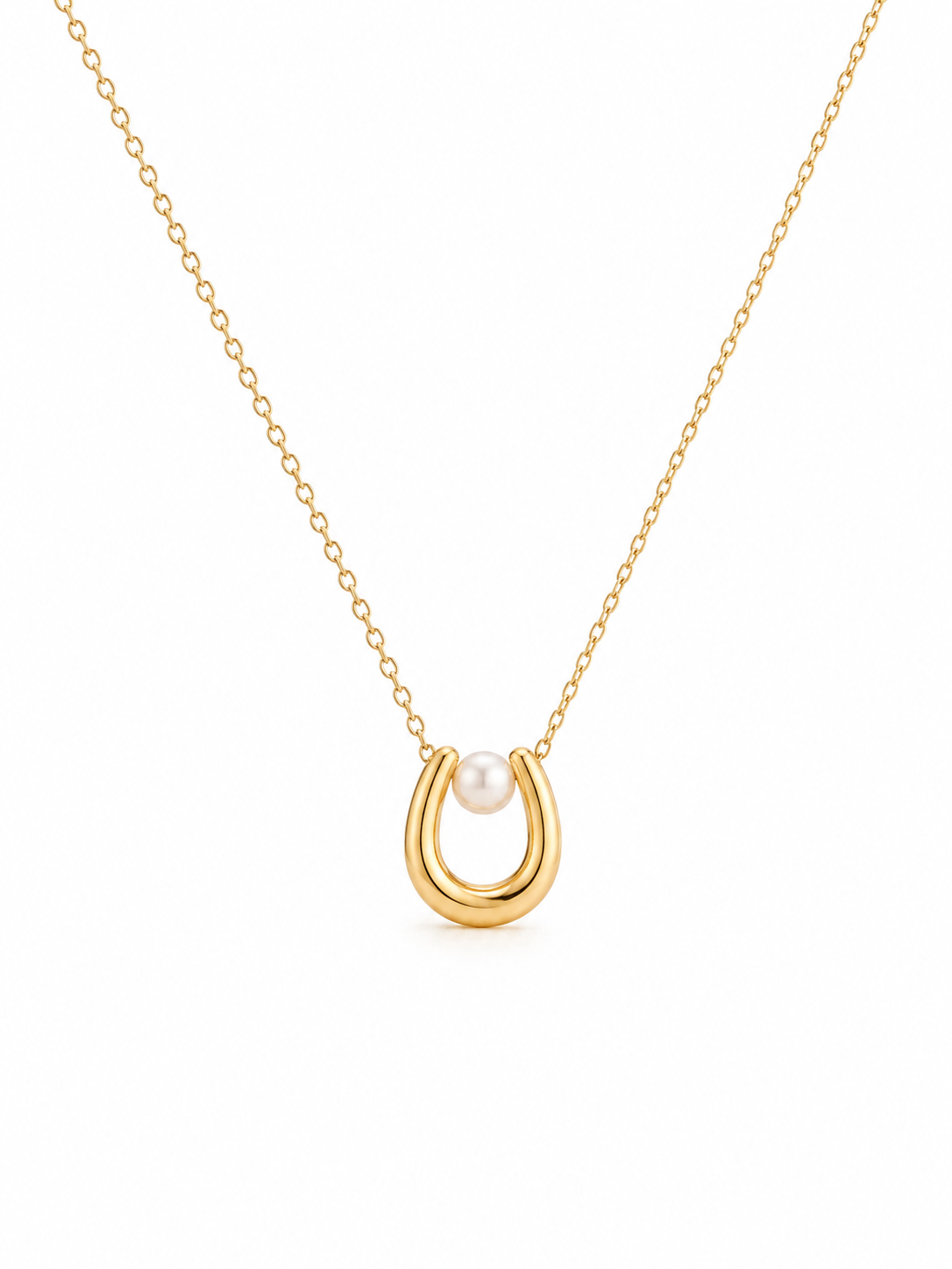 Minimal Gold U-Shape Pearl Pendant Necklace for Women | Waterproof Anti-Tarnish Jewellery