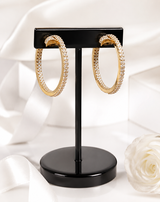 Dimond Nail Hoops Earrings