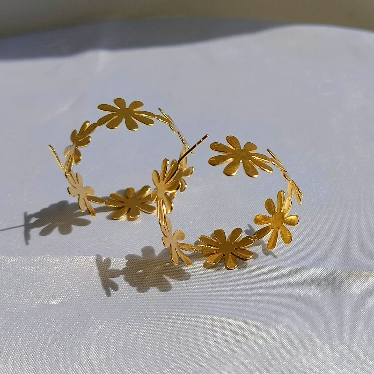 Golden Flower Hoops