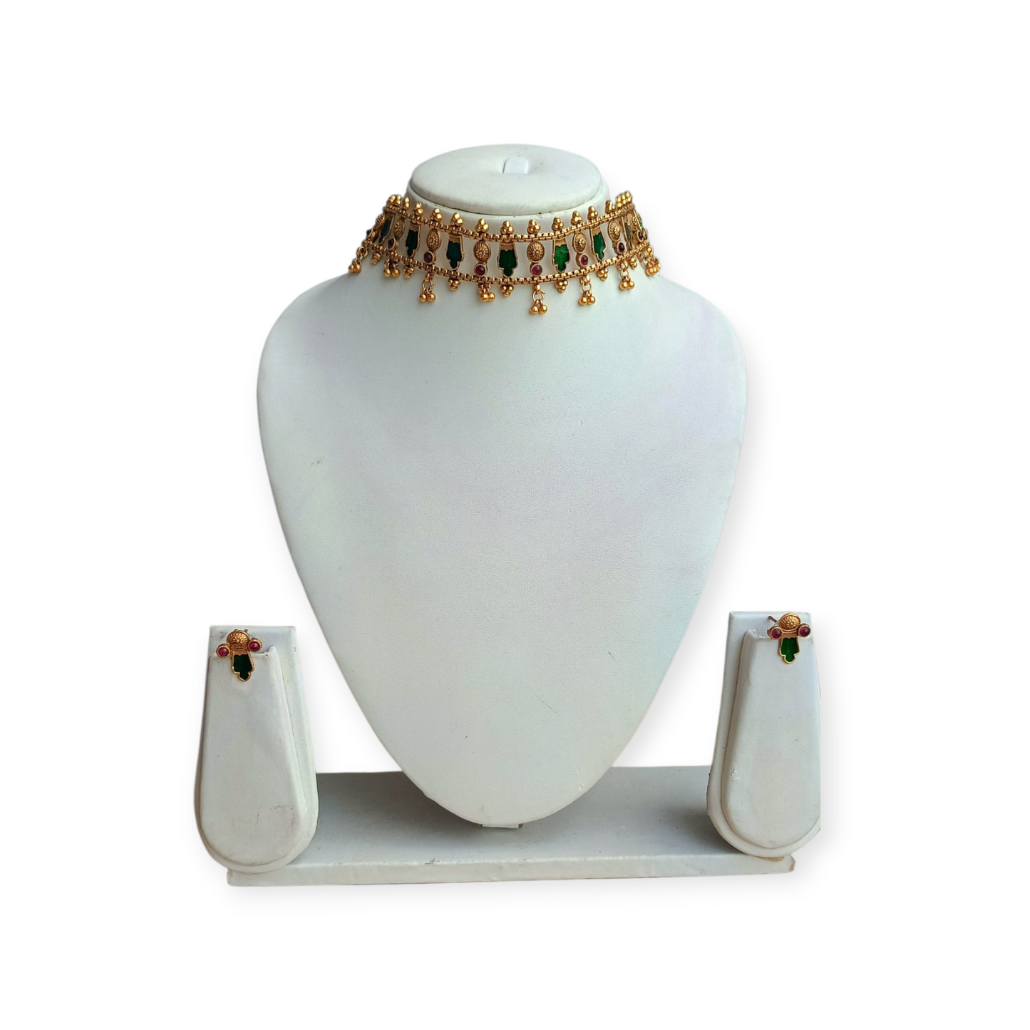 GREEN ANTIQUE JEWELLERY SET