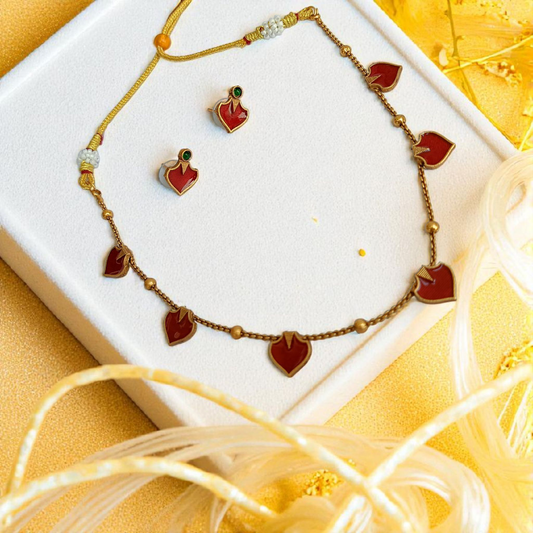 RED LEAF ANTIQUE NECKLACES SET