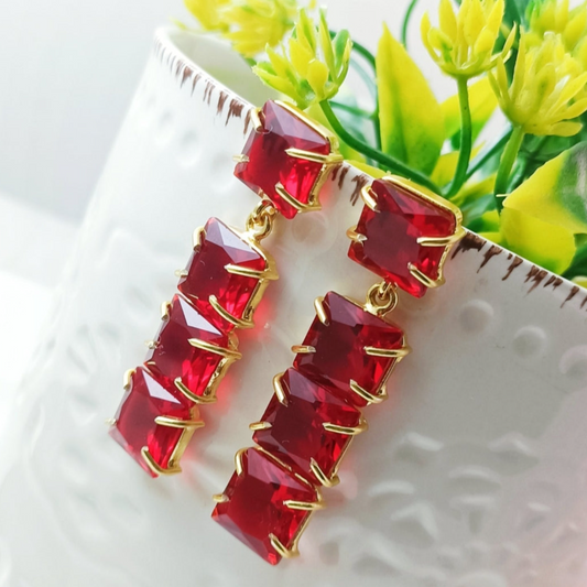 Glossy Red Dangler Earring
