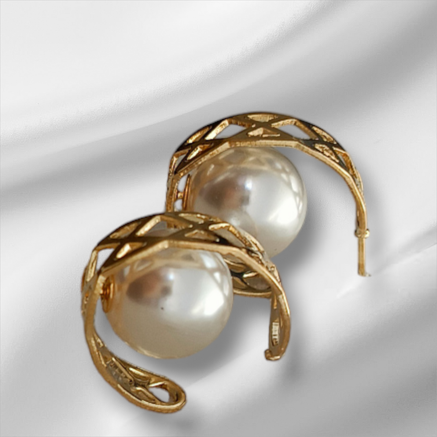 Golden Pearl Hoops