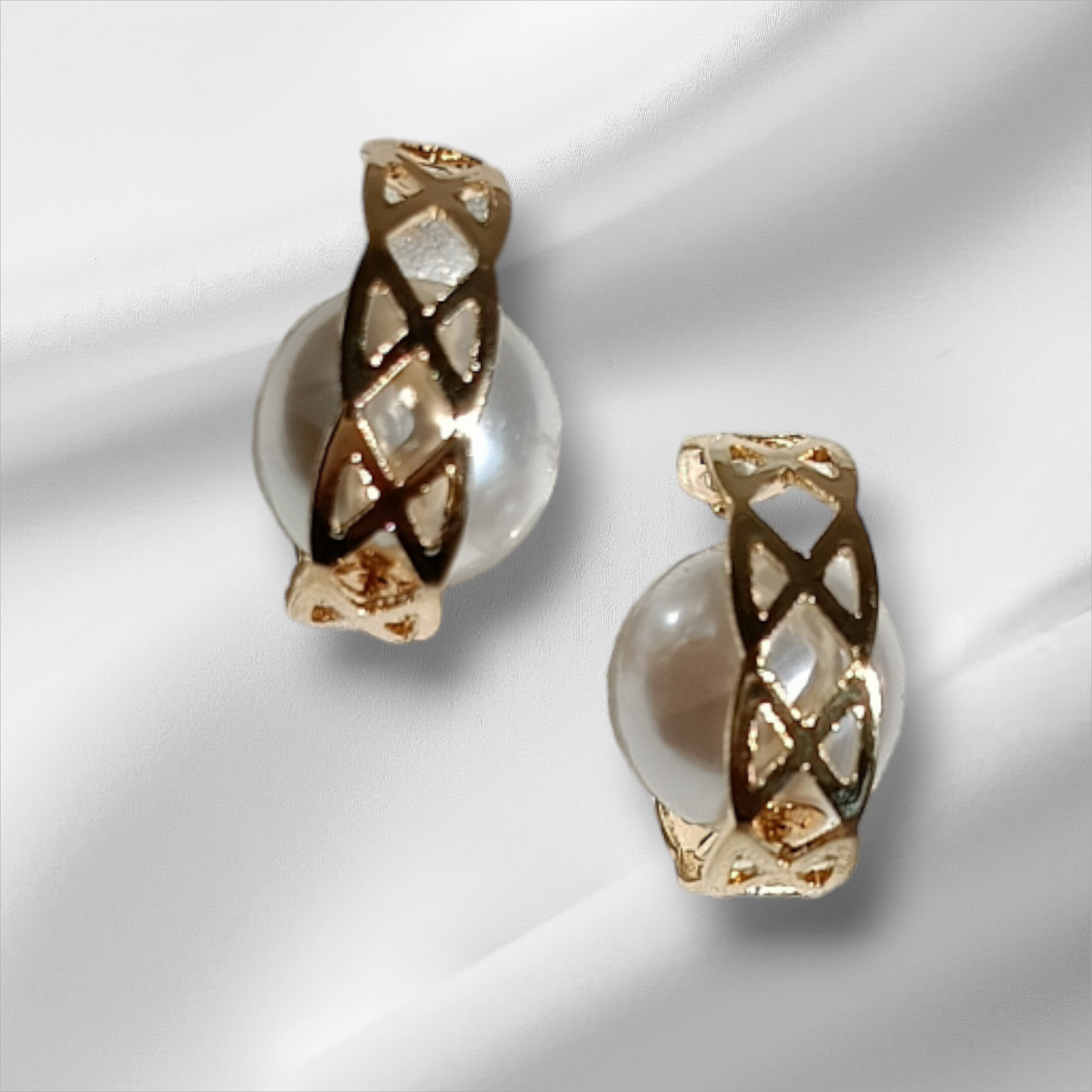 Golden Pearl Hoops