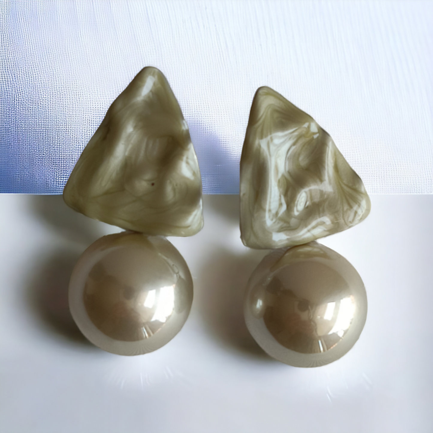 Olive Green Pearl Earrings