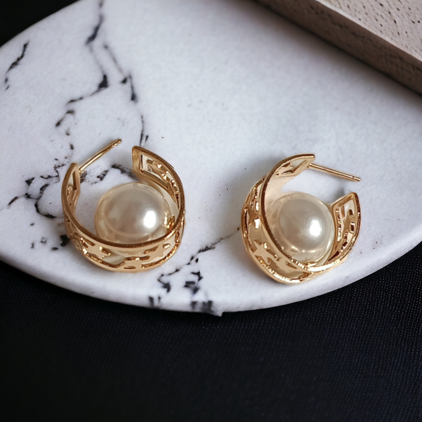 Star Pearl Hoops