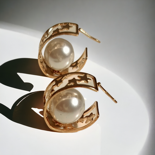 Star Pearl Hoops