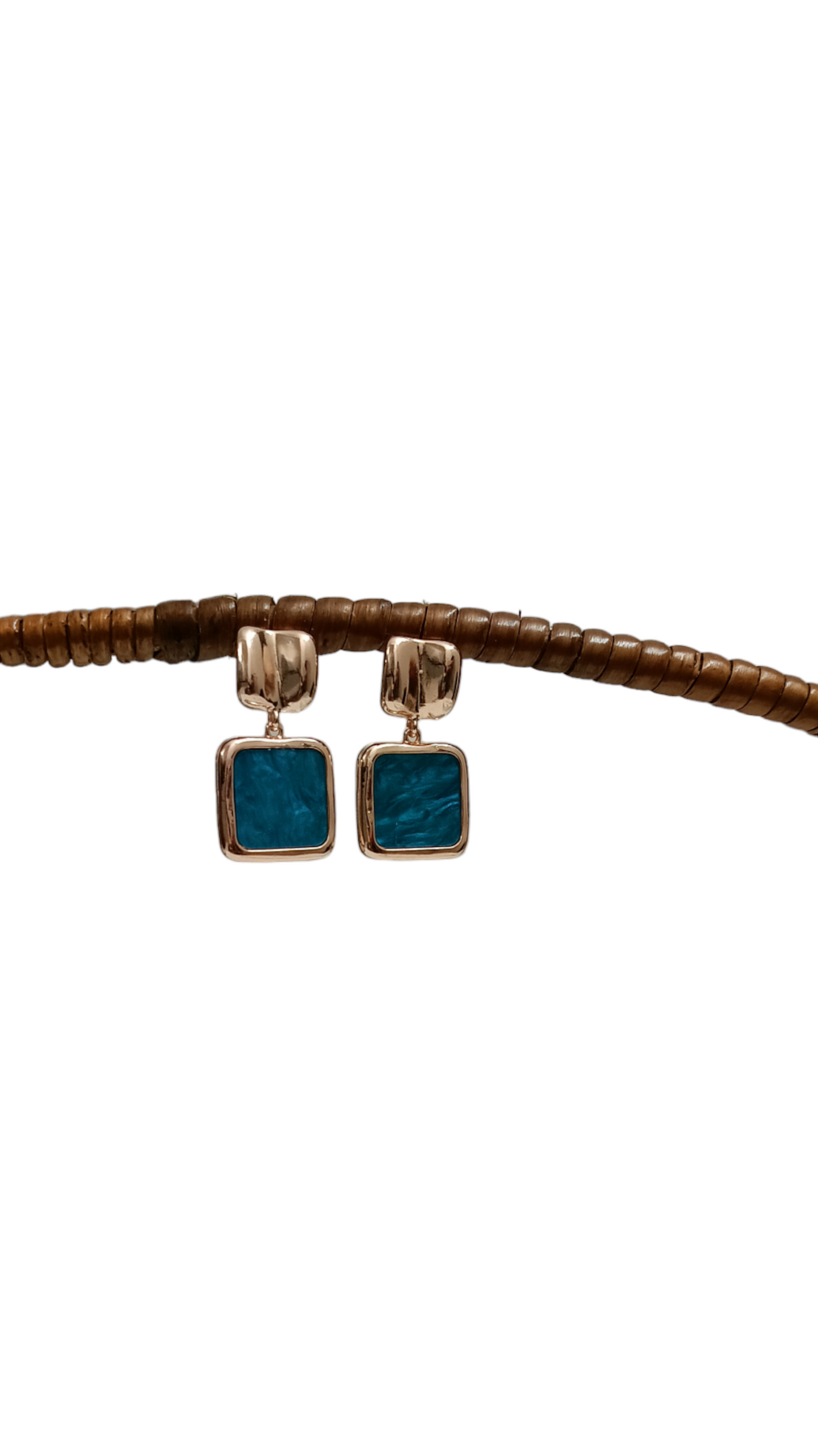 Peacock green Square Earring