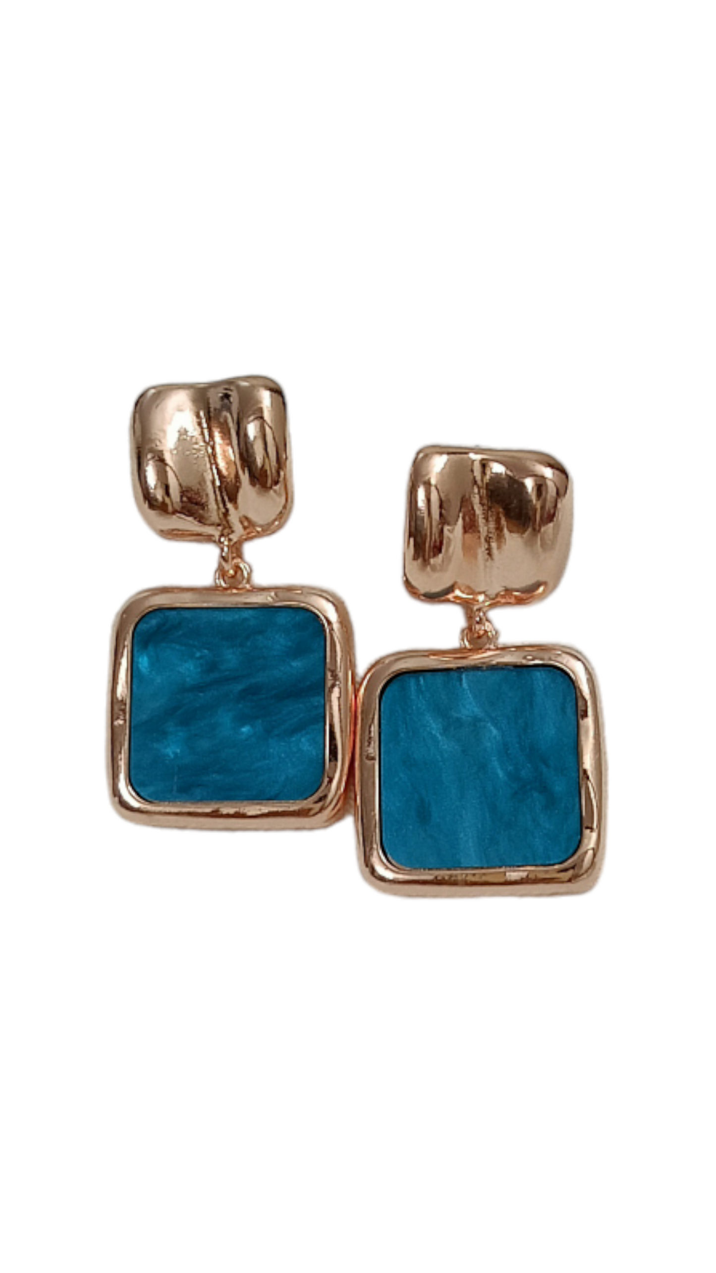 Peacock green Square Earring