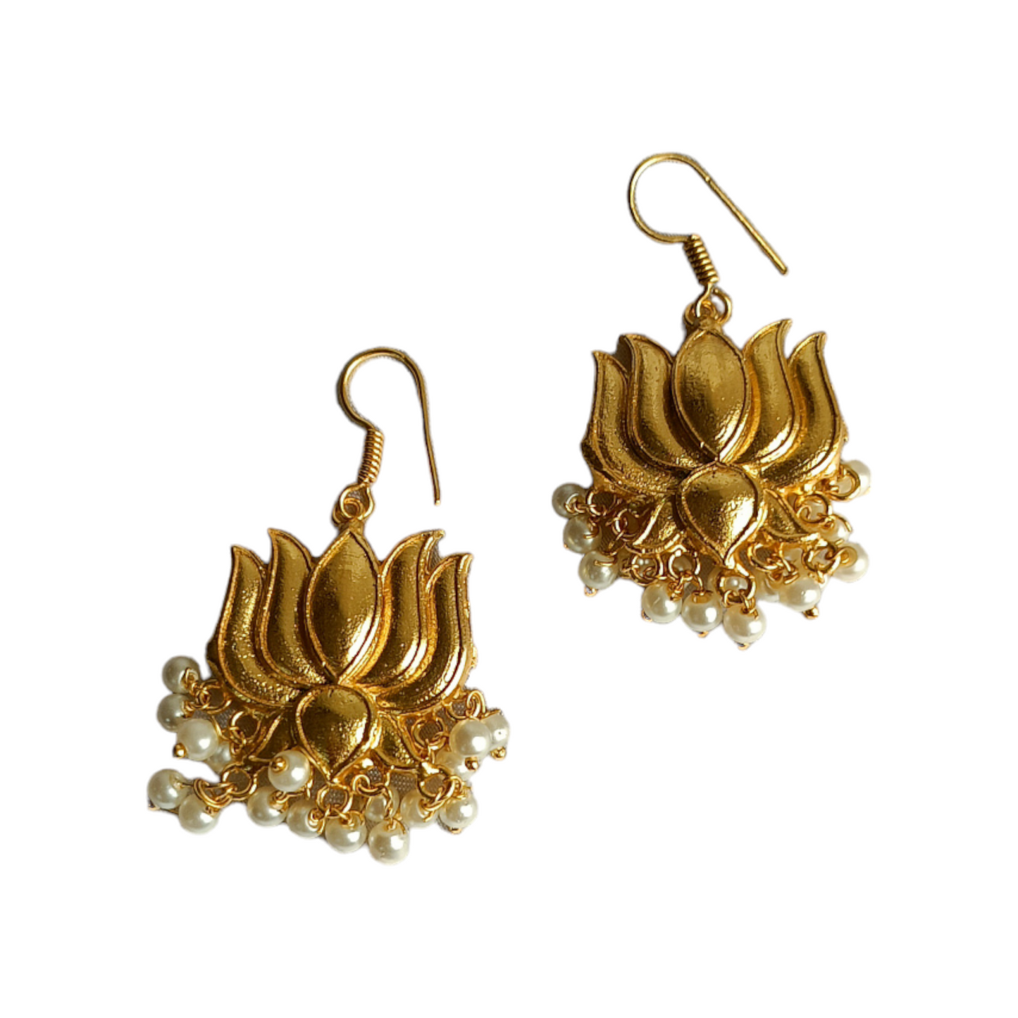 Golden Lotus Brass Earrings
