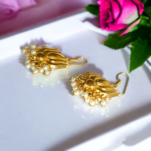 Golden Lotus Brass Earrings