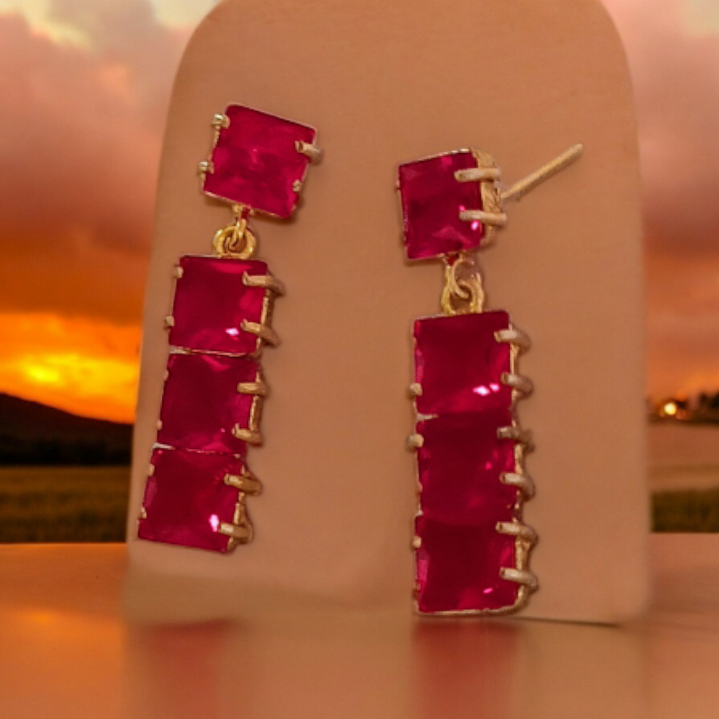 Glossy Red Dangler Earring